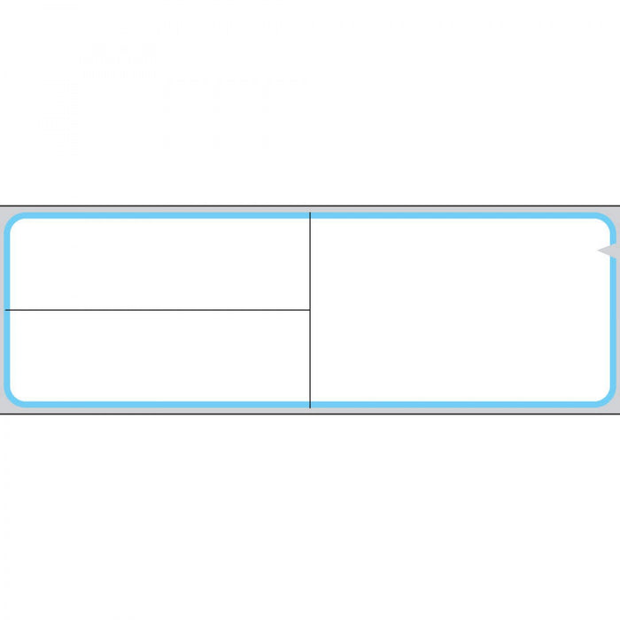 V-Notch Label Meditech Direct Thermal Paper Permanent 3" Core 4" X 1 1/4" White With Blue 3600 Per Roll, 1 Roll Per Box