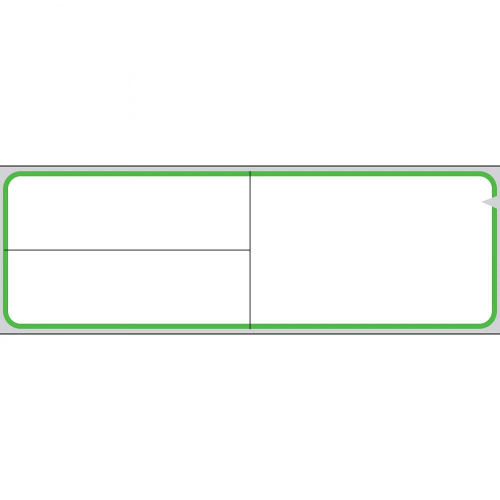 V-Notch Label Meditech Direct Thermal Paper Permanent 3" Core 4" X 1 1/4" White With Green 3600 Per Roll, 1 Roll Per Box