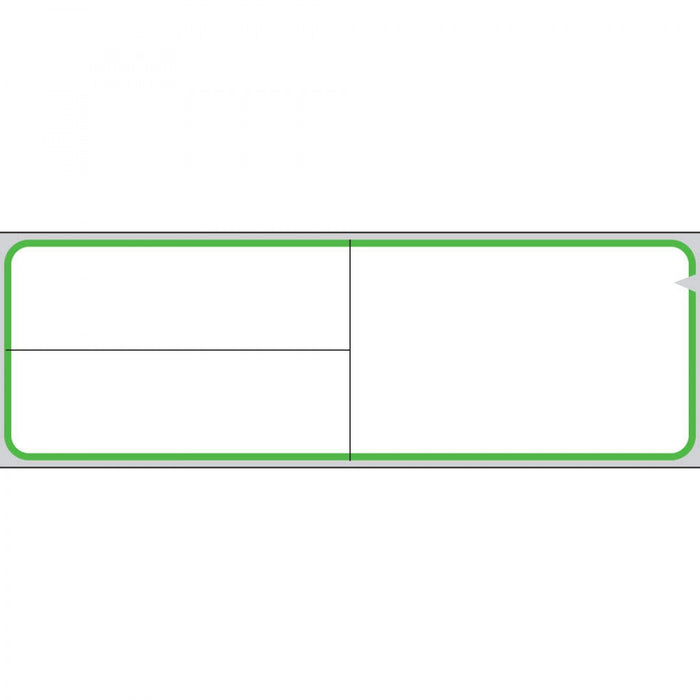 V-Notch Label Meditech Direct Thermal Paper Permanent 3" Core 4" X 1 1/4" White With Green 3600 Per Roll, 1 Roll Per Box