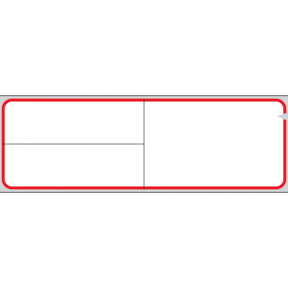 V-Notch Label Meditech Direct Thermal Paper Permanent 3" Core 4" X 1 1/4" White With Red 3600 Per Roll, 1 Roll Per Box