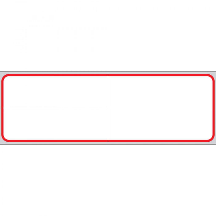 Label Meditech Direct Thermal Paper Permanent 3" Core 4" X 1 1/4" White With Red 3600 Per Roll, 1 Roll Per Box