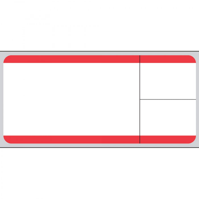 Label Softlab Direct Thermal Paper Permanent 1" Core 3" X 1 3/8" White With Red 1500 Per Roll, 3 Rolls Per Box