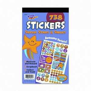 Trend Super Stars and Smiles Stickers - Sticker Assortment Pack, Super Stars and Smiles, 738 Stickers / Pad - T5010