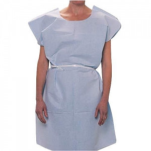 TIDI Exam Gowns - Exam Gown, Deluxe, Tissue / Poly / Tissue, Blue, 30" x 42" - 9810847