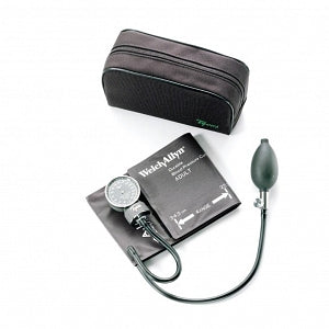 Welch Allyn Pocket Aneroid with Blood Pressure Cuff - Pocket Aneroid Blood Pressure Cuff with Inflation Bulb and Valve, Zipper Case, Size 12 Large Adult - 2102