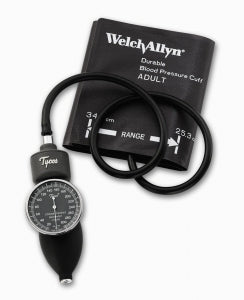 Welch Allyn Pocket Aneroid with Blood Pressure Cuff - Trimline Pocket Aneroid Blood Pressure Cuff, Soft, Two-Tube with Bulb / Valve, Size Large Adult - 39185