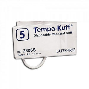 Welch Allyn Trimline Disposable Neonatal Blood Pressure Cuffs - Trimline Vinyl Disposable Neonatal 1-Tube Blood Pressure Cuff, Male Slip Luer Connector, Size 5, 8.2 to 15.3 cm - 99750