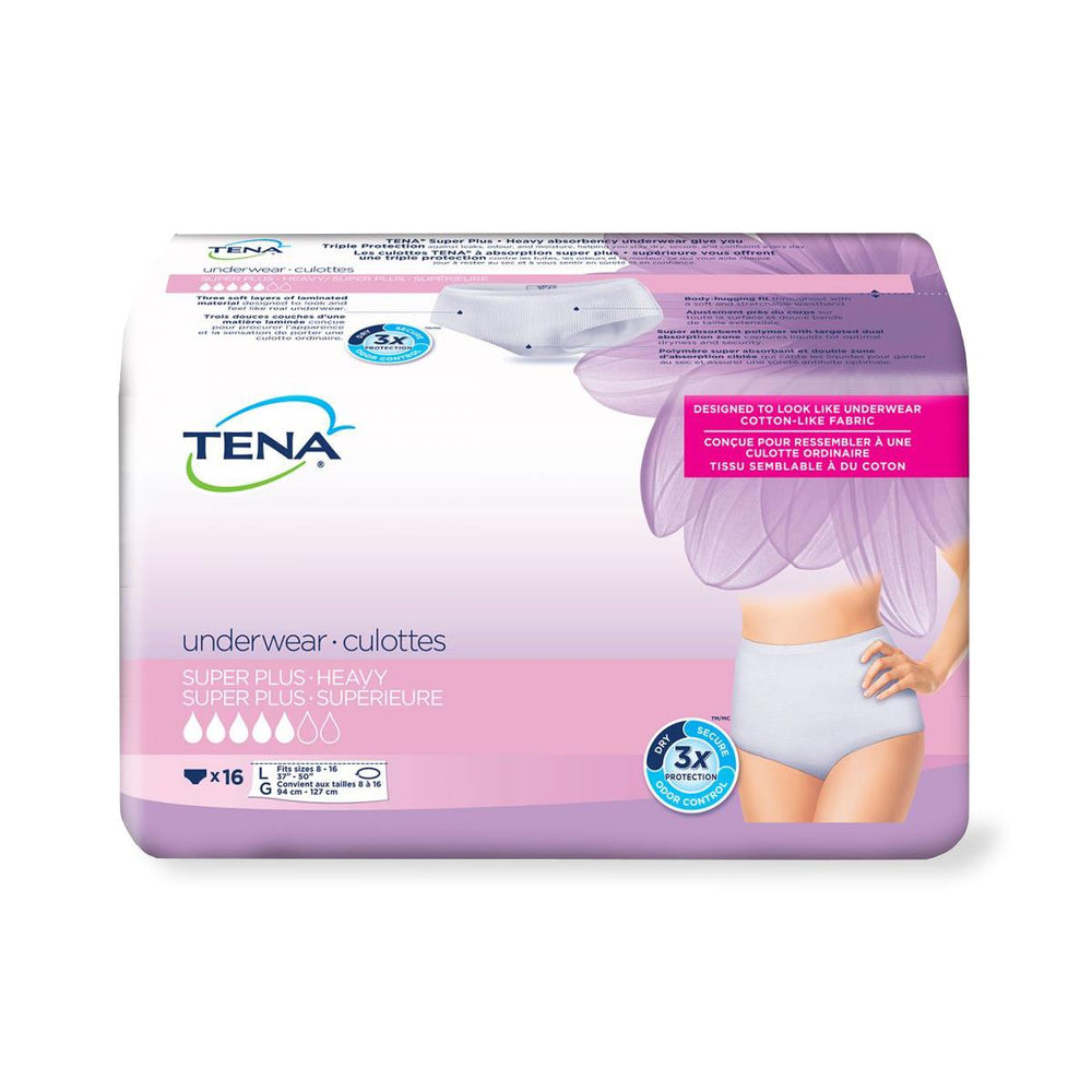 Essity Professional Hygiene TENA Women's Protective Underwear Briefs - TENA  Women's Super Plus-Heavy Protective Incontinence Underwear, Size L, 37 to
