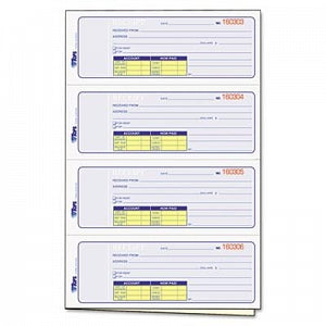 Top Business Forms Money and Rent Receipt Book - 2-Part Carbonless Money Receipt Book, 4 Receipts / Page, 200/Book, Receipt Size 2-34" x 7-1/8" - 46806