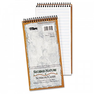 Tops Business Forms 70 Sheet Spiral Reporter Steno Book - White 70-Sheet Spiral Steno Book, Gregg Rule, 4" x 8" - 74130