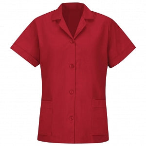 Vf Workwear-Div / Vf Imagewear (W) Ladies' Loose Fit Button Smock - Women's Loose Fit Button Short Sleeve Smock, TP23, Red, Size L - TP23RDL