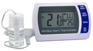 Thermco Min-Max Alarm Digital Bottle Thermometer - THERMOMETER, DGTL, TRPL DSPLY, AMBIENT, +22C - ACC850AMB