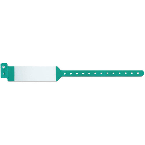 PDC Healthcare Conf-ID-ent Wristbands - Conf-ID-ent Poly Shield / Label Wristband with Snap Closure, Green, Adult - WBSHDA-10