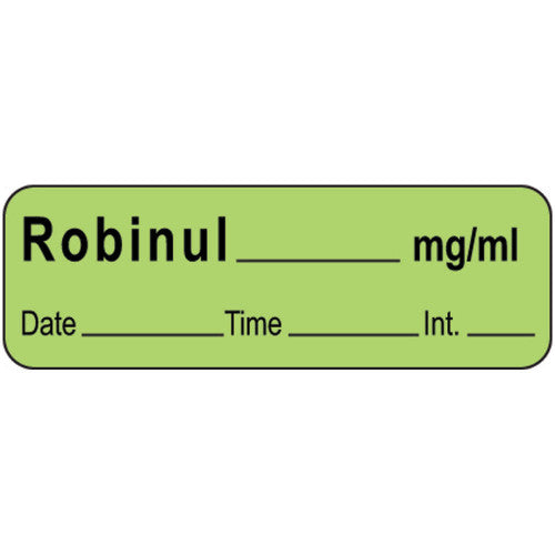 PDC Healthcare Anesthesia Date, Time and Initials Labels - LABEL ANESTHESIA ROBINUL 1-1/2X1/2 GREEN - LAN-88