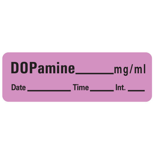 PDC Healthcare Anesthesia Date, Time and Initials Labels - Dopamine Label, 1-1/2" x 1/2", 600/Roll, Violet - LAN-47