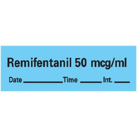 PDC Healthcare Anesthesia Labels & Tapes - Remifentanil 50 mcg / mL Label, Blue - AN-38D50