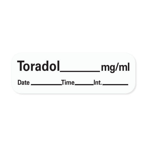 PDC Health Anesthesia Labels and Tape - Anesthesia Label, Toradol, 1.5" x 0.5", 600/Roll, White - LAN-201