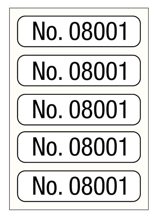 United Ad Consecutive Number Label - Consecutive Numbers Labels, 5 of Each Number, White, 1" x 1/4" - ULCN176