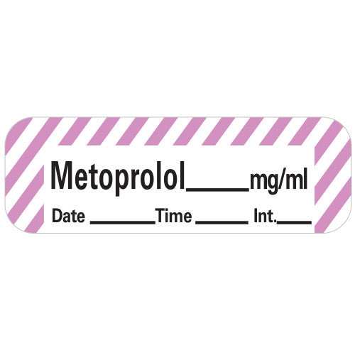 PDC Healthcare Anesthesia Labels & Tapes - Metoprolol Label, White with Violet, 1-1/2" x 1/2" - LANS-49