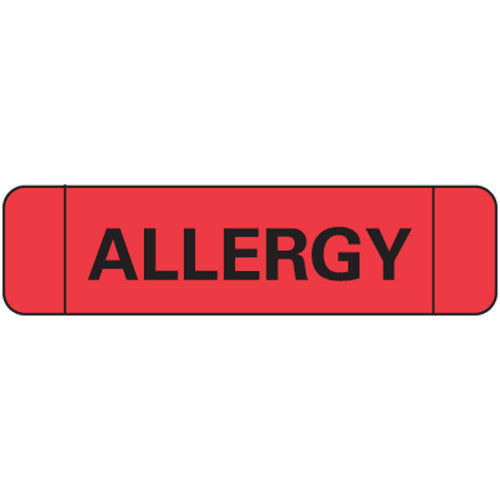 PDC Healthcare Allergy Alert ID Bands - "Allergy" Printed Label for ID Band, 1-1/2" x 3/8", Red - N-3500