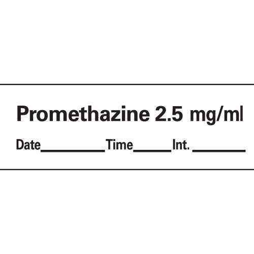 PDC Healthcare Anesthesia Tapes - Anesthesia Label Tape, Promethazine, 2.5 mg / mL, White, 500/Roll - AN-206D25