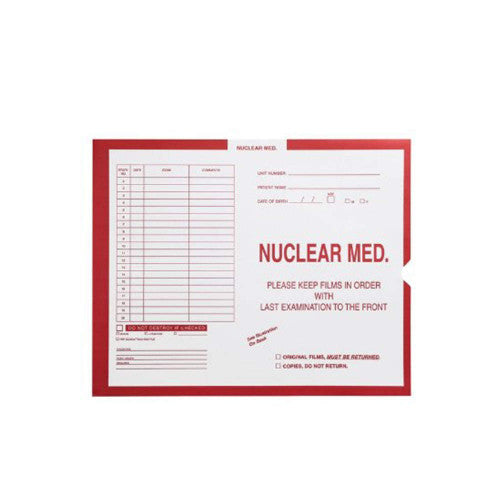 PDC Healthcare Category Insert Jackets - Category Insert Jacket Open End Nuclear Medicine, 10.5" x 12.5", Red - CJDE-NU1