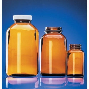 Thomas Scientific Inc Amber Wide Mouth Glass Packers - BOTTLE, AMBER, WIDE MOUTH, 8OZ, W/POLYPR CAP - 1701V49