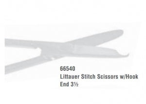 Centurion Centurion Littauer Stitch Scissors - 3-1/2" (8.9 cm) Sterile Centurion Littauer Stitch Scissors with Hook End, Single Use - 66540