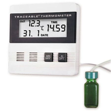 Time and Date Mininum-Maximum Thermometer Time/Date, Max/Min Thermometer - 3.375"W x 1"D x 3.375"H