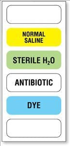 United Ad Label Co Normal Saline Labels - "Normal Saline / Sterile H2O / Antibiotic / Dye" Label - AM893