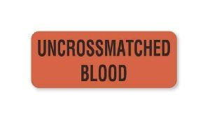 United Ad Label Co Uncrossmatched Blood Labels - "Uncrossmatched Blood" Label, Fluorescent Red - BB223