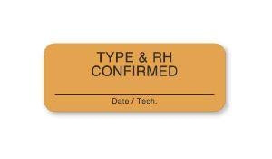 United Ad Label Co Type and RH Confirmed Labels - "Type and RH Confirmed Date / Tech" Label, Orange - BB229