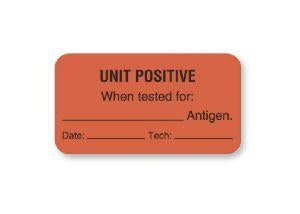 United Ad Label Co Unit Positive When Tested Labels - "Unit Positive When Tested" Label, Fluorescent Red - BB735