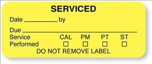 United Ad Label Co Serviced Labels - "Serviced" Label, Fluorescent Yellow, 420/Roll - BE116