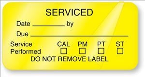 United Ad Label Co Serviced Labels - "Serviced Date Due By" Label, Fluorescent Yellow - BE315