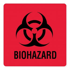 United Ad Label Hazard Warning Labels - Biohazard Warning Label, Fluorescent Red, 3" x 3", 20/Pk - BH503