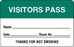 United Ad Label Co Visitor Pass Labels - "Visitor Pass" Label, Green, 500/Roll - BR203