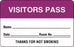 United Ad Label Co Visitor Pass Labels - "Visitor Pass" Label, Purple, 500/Roll - BR207