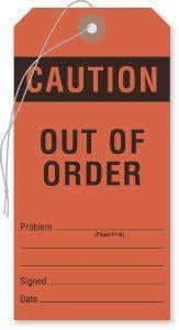 United Ad Label Co Caution: Out of Order - Caution Label, Out of Order, Fluorescent Red, 50/Pack - CS048