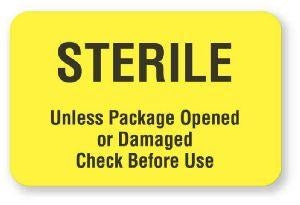 United Ad Label Co Sterile Unless Package Opened Labels - "Sterile Unless Package Opened" Label, Yellow, 250/Roll - CS652