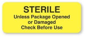 United Ad Label Co Sterile Unless Package Opened Labels - "Sterile Unless Package Opened" Label, Yellow, 420/Roll - CS901