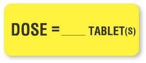 United Ad Label Co Dosage Labels - "Dose=Tablet" Label, Fluorescent Yellow - FP734