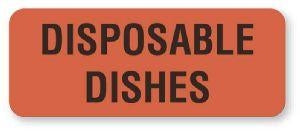 United Ad Label Co Disposable Dishes Labels - "Disposable Dishes" Label, Red, 420/Roll - HD227