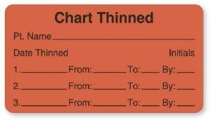 United Ad Label Co Chart Thinned Labels - Chart Thinned "Patient Name" Label, Fluorescent Red - HN305