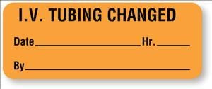 United Ad Label Co IV Tubing Changed Labels - "I. V. Tubing Changed Date" Label, Fluorescent - HN483