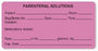 United Ad Label Co Parenteral Solutions Label - "Parenteral Solutions" Label, Fluorescent Pink - IV501