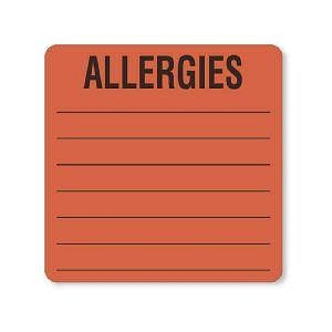 United Ad Label Allergy Alert Labels with Red Border - Allergies Label, Fluorescent Red, Removable, 380/Roll - MR204