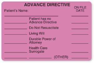 United Ad Label Co Advance Directive Labels - Advanced Directive Label, Fluorescent Pink - MR433