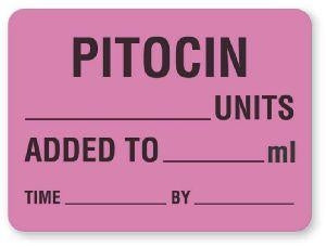 United Ad Label Company Pitocin Labels - "Pitocin" Label, Fluorescent Pink, 2.375" x 1.75", 400/Roll - OB312