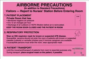 United Ad Label Co Airborne Precautions Labels - Airborne Precaution Label, Ultra, Pink - PC502